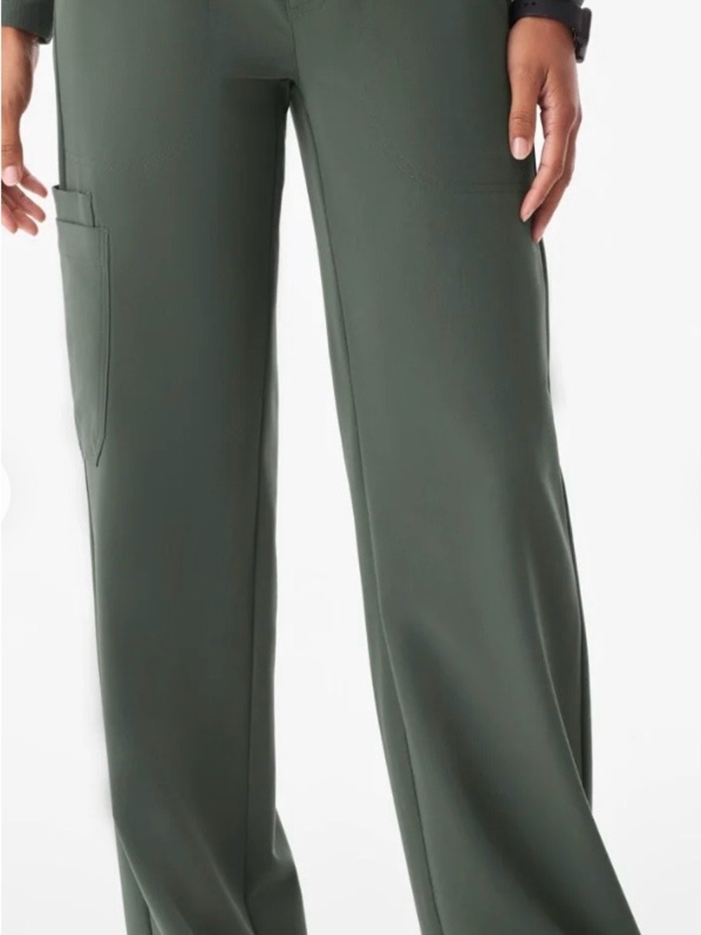 Wide-Leg Moss Isabel Mid-Rise Scrub Pants